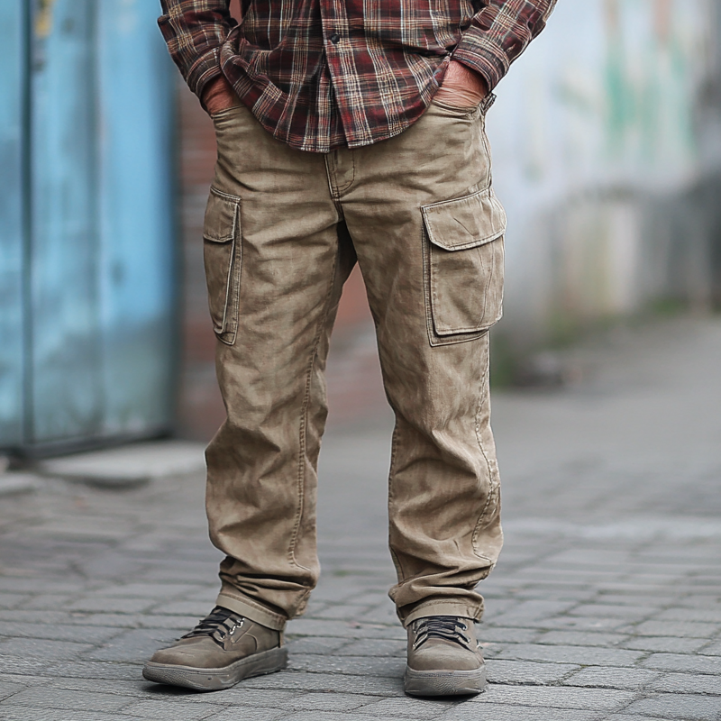 Lionel - Chic faded denim cargo pants