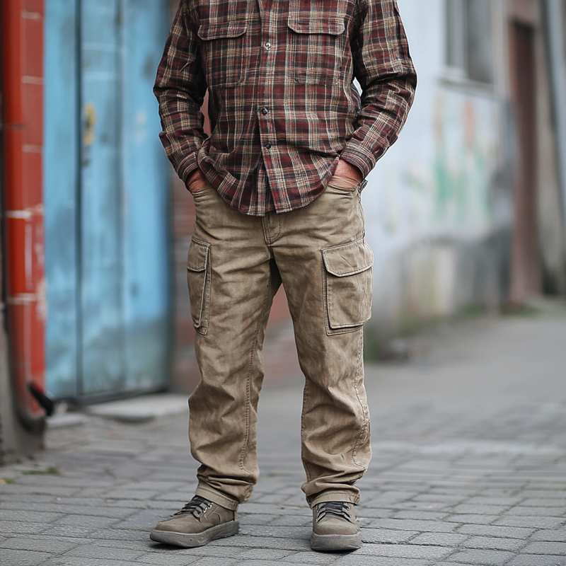 Lionel - Chic faded denim cargo pants