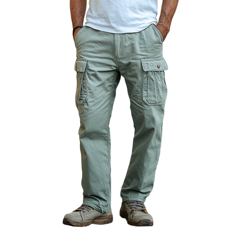 Jarrah - Cotton Cargo Pants in Solid Color