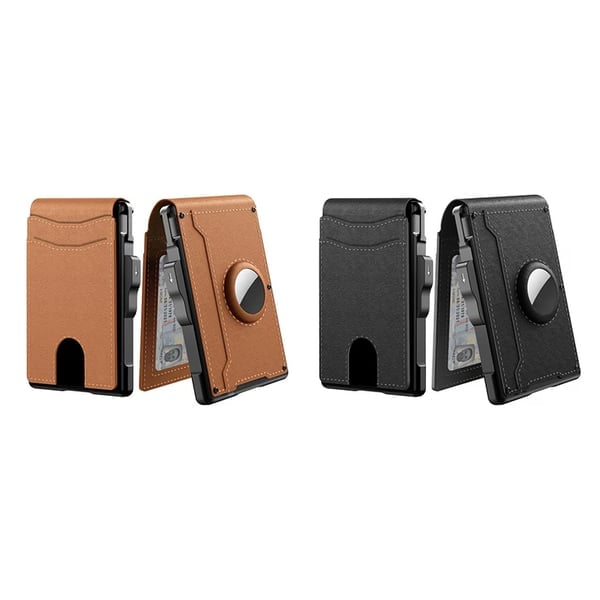 Wallet for Men - with Pop Up Aluminum Case Money Clip Slim Leather Slots Credit Card Holder RFID Blocking Bifold Minimalist Wallet