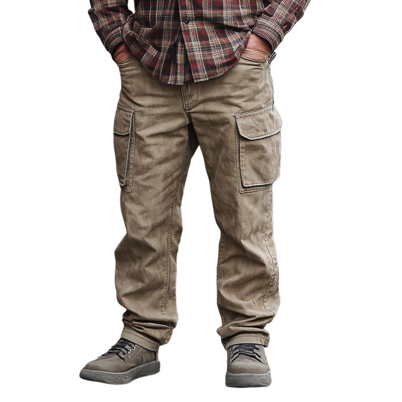 Lionel - Chic faded denim cargo pants