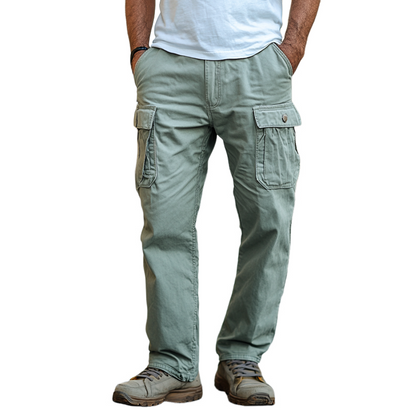 Jarrah - Cotton Cargo Pants in Solid Color
