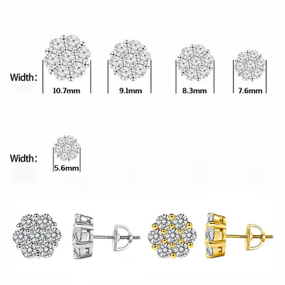 S925 D Color VVS Synthetic Moissanite Flower Stud Earrings Valentine's Day Gifts Jewelry