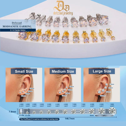 S925 ROUND SYNTHETIC MOISSANITE STUD EARRINGS ANNIVERSARY DAY GIFTS FOR MEN WOMEN