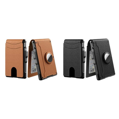 Wallet for Men - with Pop Up Aluminum Case Money Clip Slim Leather Slots Credit Card Holder RFID Blocking Bifold Minimalist Wallet